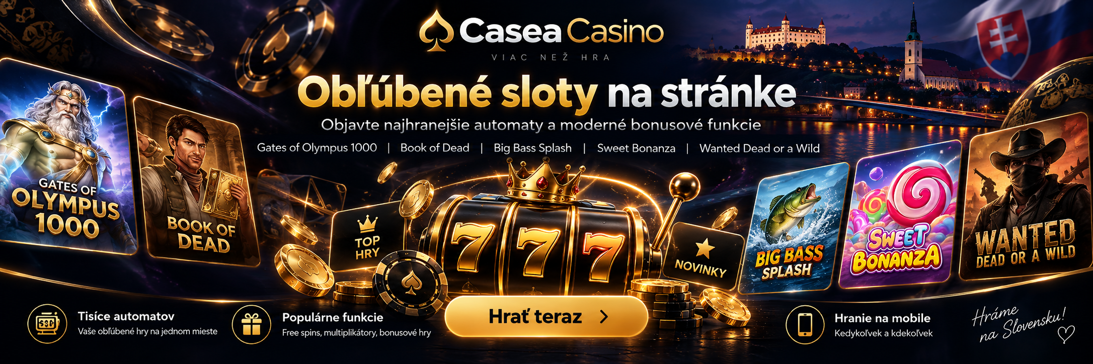 Automaty a obľúbené casino hry na Casea Casino